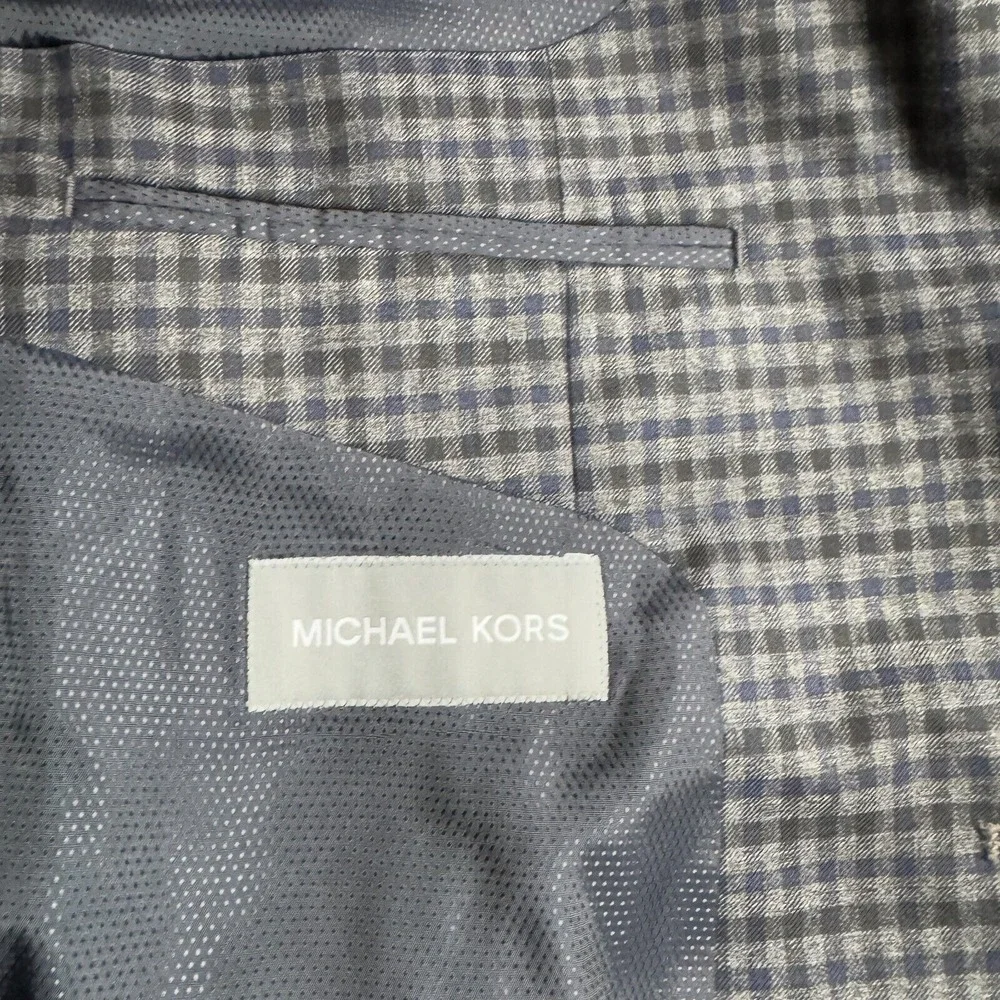 Michael Kors Blazer Sport Coat‎ 42L Mens Gray Check